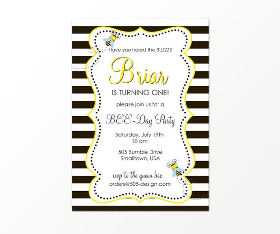 Bumble Bee Invitation - Printed or Printable Bee Invitation by 505 Design, Inc Il_570xn