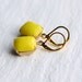 Neon Yellow Earrings ... Tropical Neon Lemon Citrus with Gold Vintage