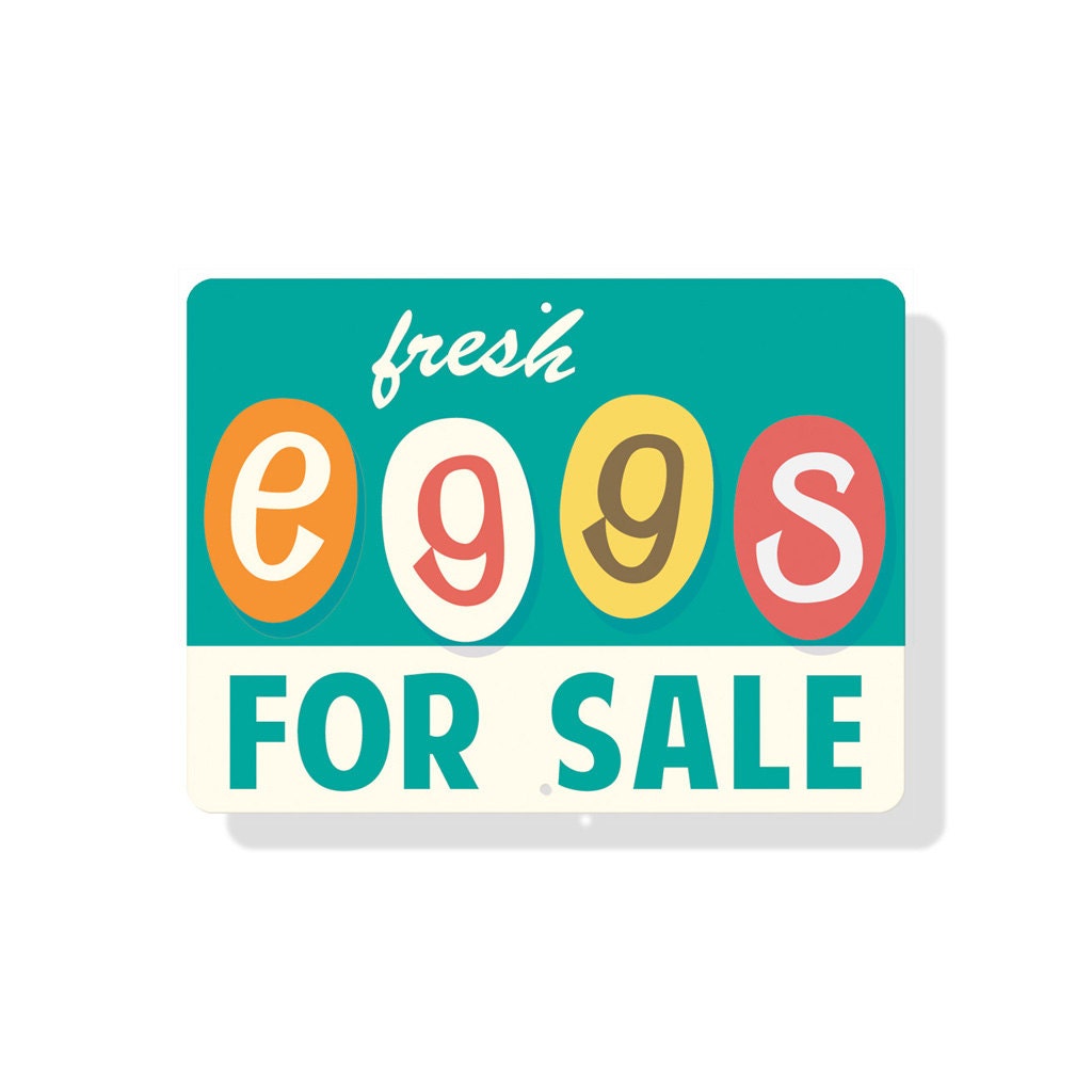 Fresh Eggs For Sale Sign 12 x 9 Retro