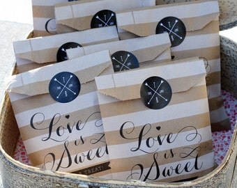 Love is Sweet Custom Printed - Personalized - Wedding Favor Bag - Treat Bags - Candy Bags - 25 bags