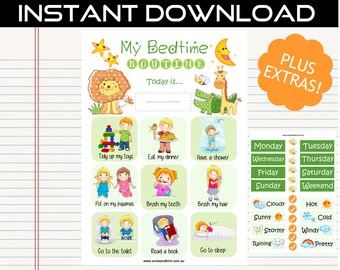 Printable Bedtime Routine Chart Digital Download Princess