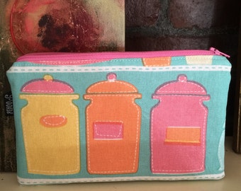 Zippered pouch- Kitchen Jars