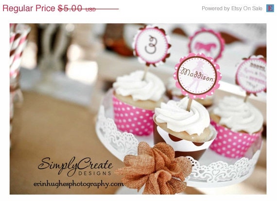 SALE Cowgirl Cupcake Toppers DIGITAL File 8.5 x 11 Jpeg File Personalized Il_570xn