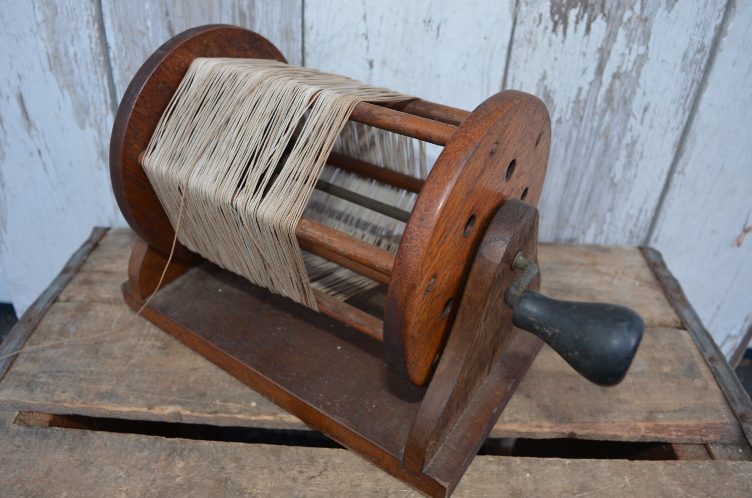 Vintage 1930s Kite String Reel Spool Wood twine counter top