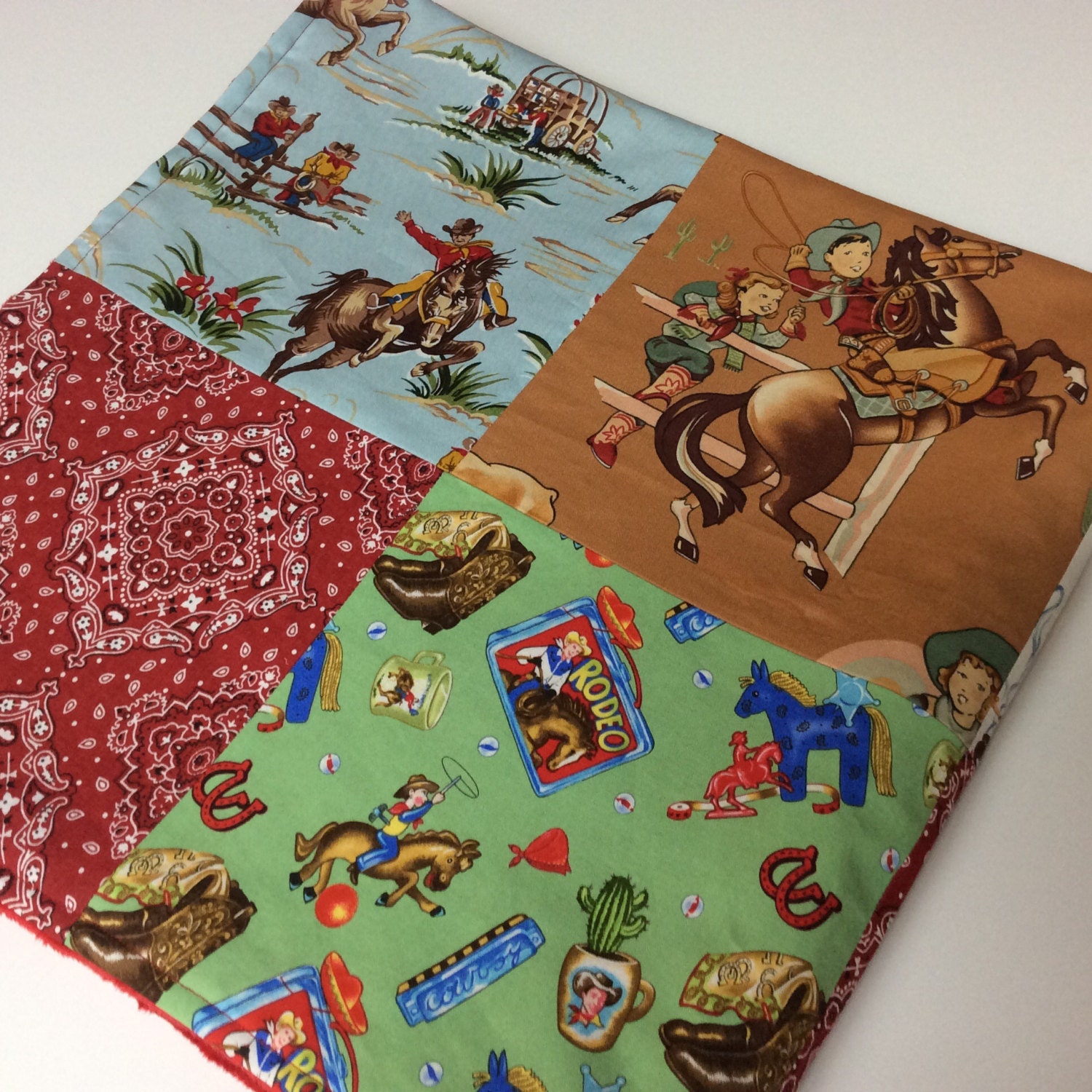 Cowboy Baby Blanket Western Baby Blanket Patchwork Horses