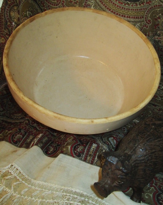 Antique Salt Glaze Bread Dough Bowl. Shabby Chic by THEOLDGARAGE