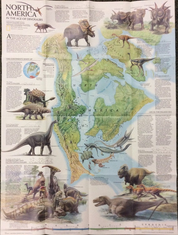 Folded Map North America In The Age Of Dinosaurs 1993 National 5466
