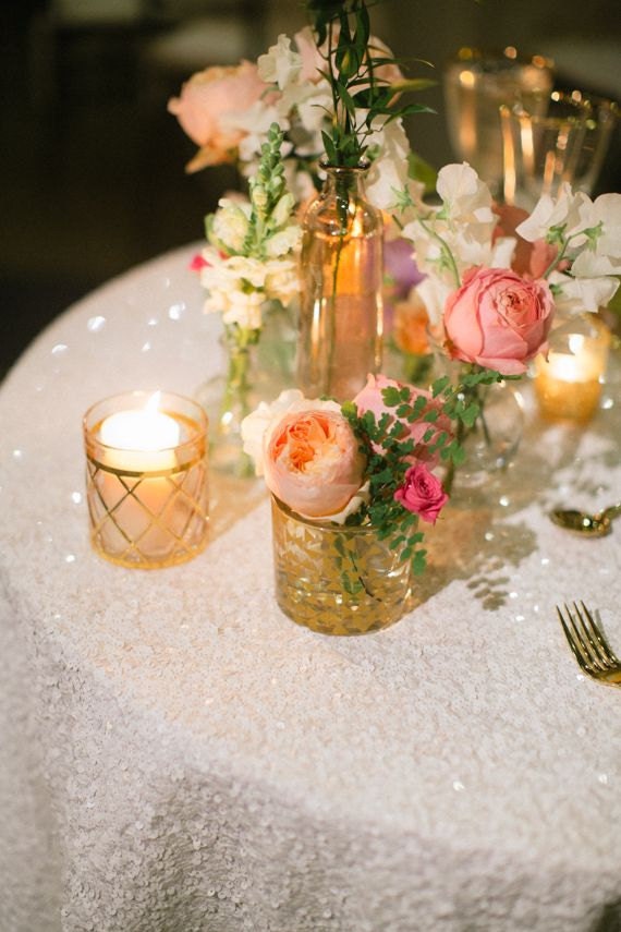 WHITE SEQUIN TABLECLOTH, Select Your Size, Sequin Cake Tablecloth, Sequin Tablecloth, Wedding, Bling, Event, Decor, Sparkle, Party