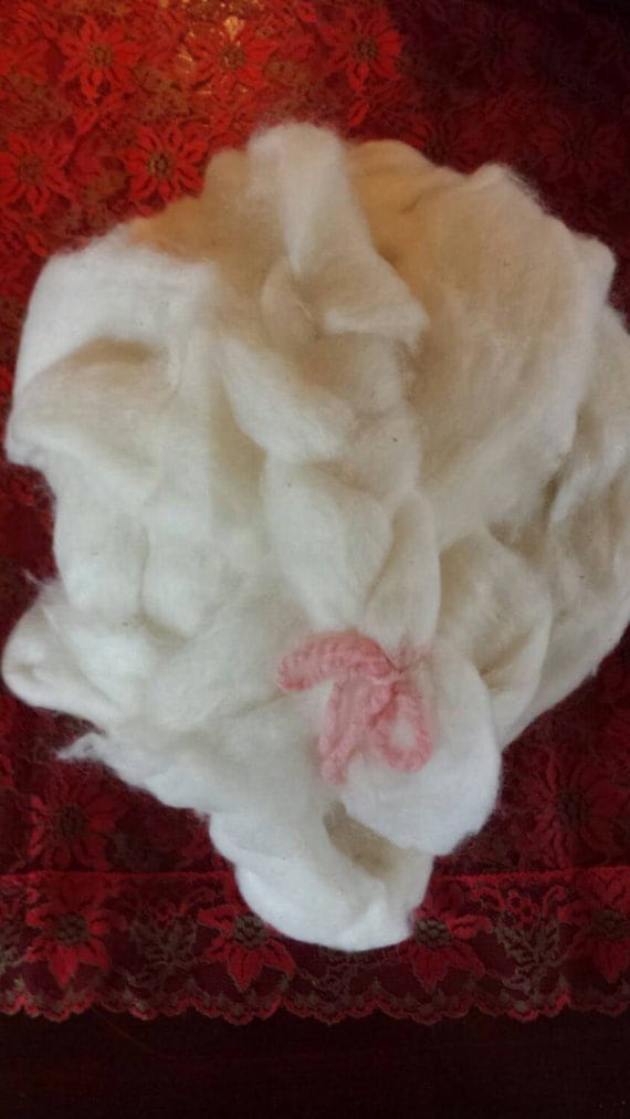8oz. White Fine Wool/ Mohair Blend Roving
