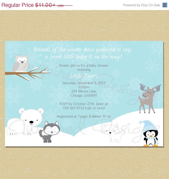 ON SALE Winter Friends...Winter Baby Shower Invitation (Neutral - Boy or Girl) Il_570xn