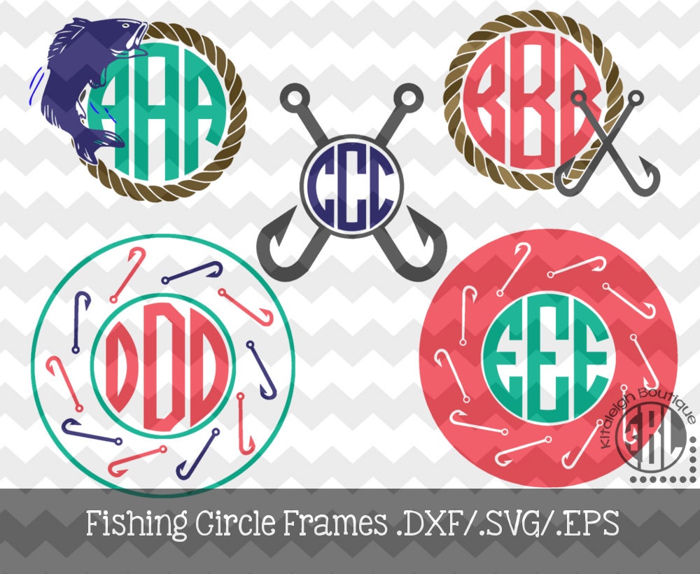 Fishing Monogram Frames .DXF/.SVG/.EPS Files by ...