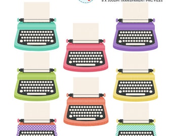 Typewriters Clipart Set - clip art set of typewriters, vintage, paper, typewriter - personal use, small commercial use, instant download