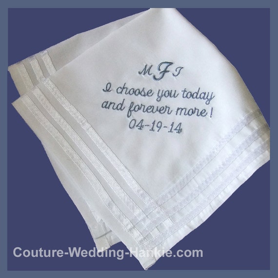 Embroidered Wedding Handkerchief Pocket Square Personalized