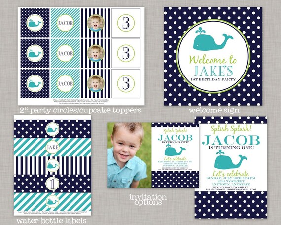 Whale Birthday, Whale Birthday Decorations, Whale Party, Printable Il_570xn