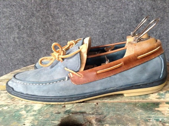 Vintage St Johns Bay blue leather boat shoes M 11