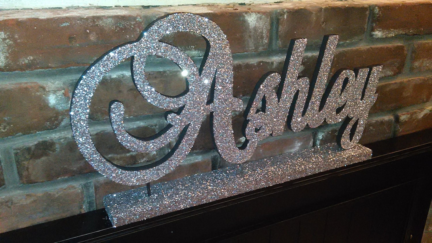 Custom glitter names from wood
