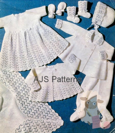 PDF Knitting Pattern for Baby Layette Set with an Easy To Knit
