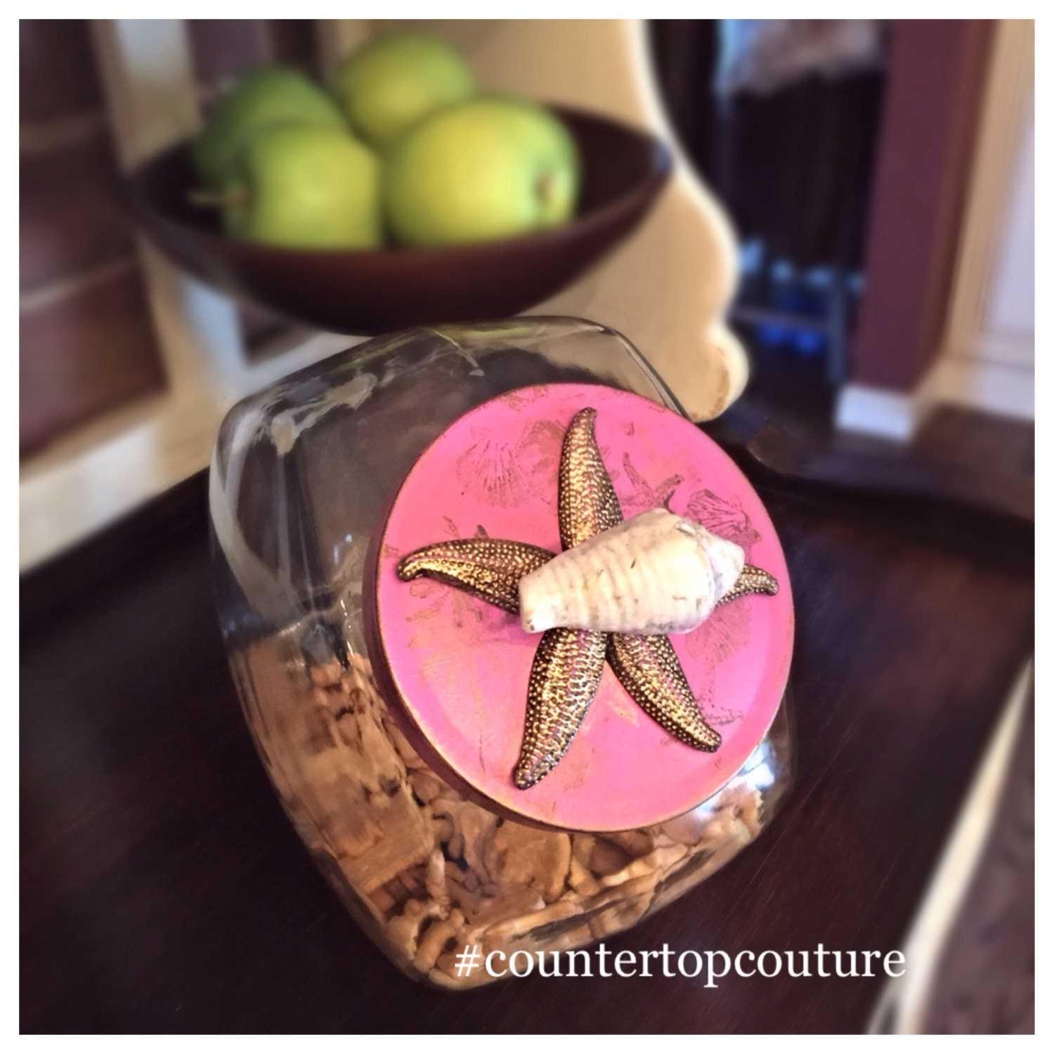 SUMMER SALE Flamingo Pink Coastal Style Cookie Jar