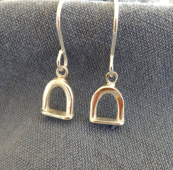 Sterling Silver Horses Stirrup Drop Earrings