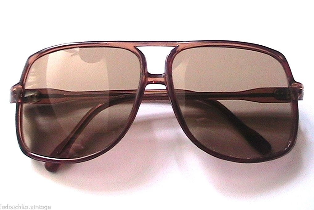 French 1970s Men Aviator Sunglasses Brown Frame & by ladouchka