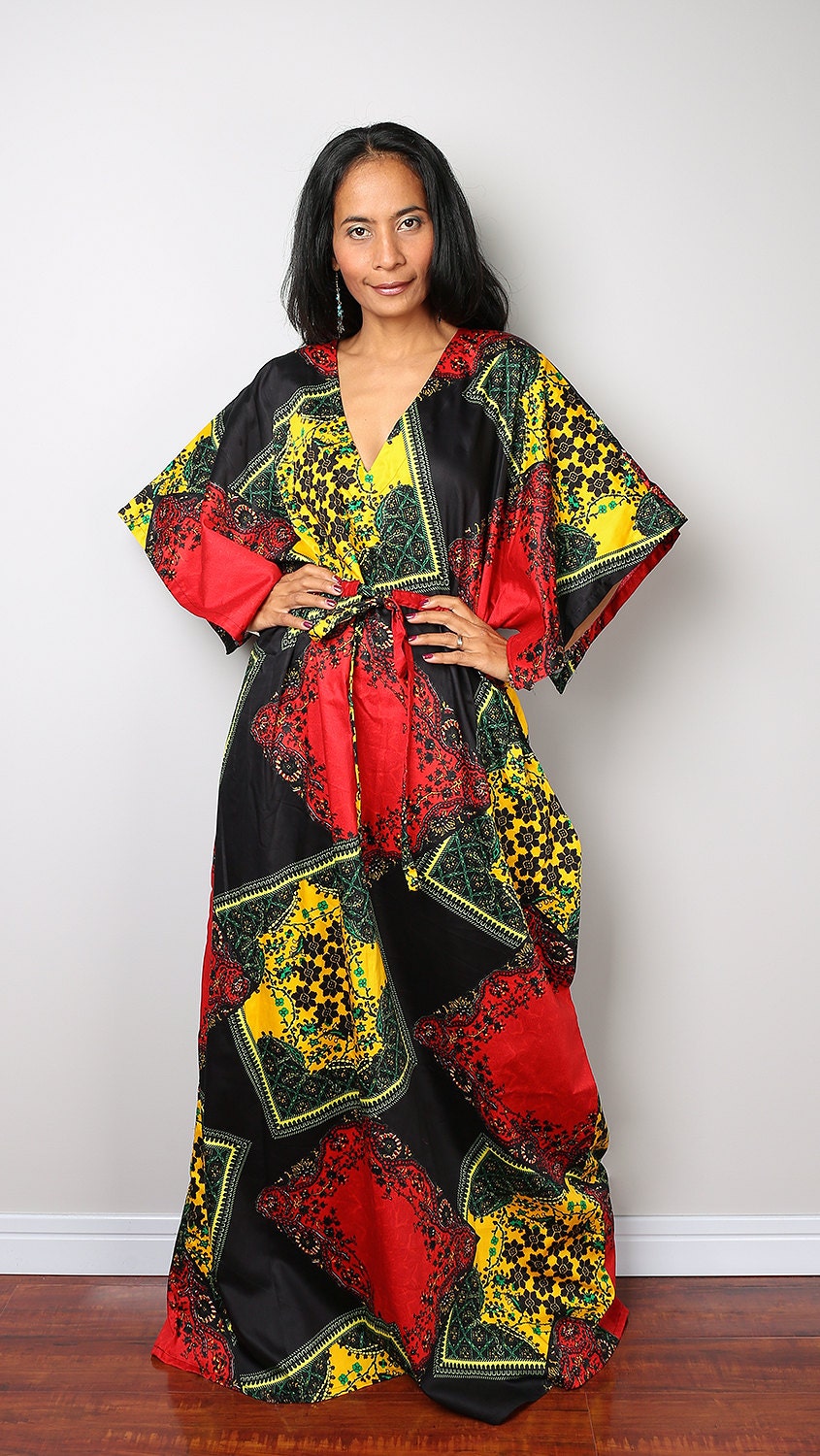 Boho Maxi Dress / Caftan Long Summer Gown with African