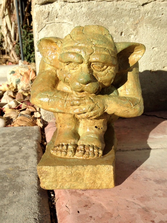 Concrete Garden Gargoyle Statue stained by ConcreteYardDecor