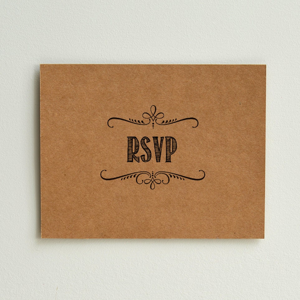 DIY Kraft Paper Wedding RSVP Handlettered by AmyAdamsPrintables