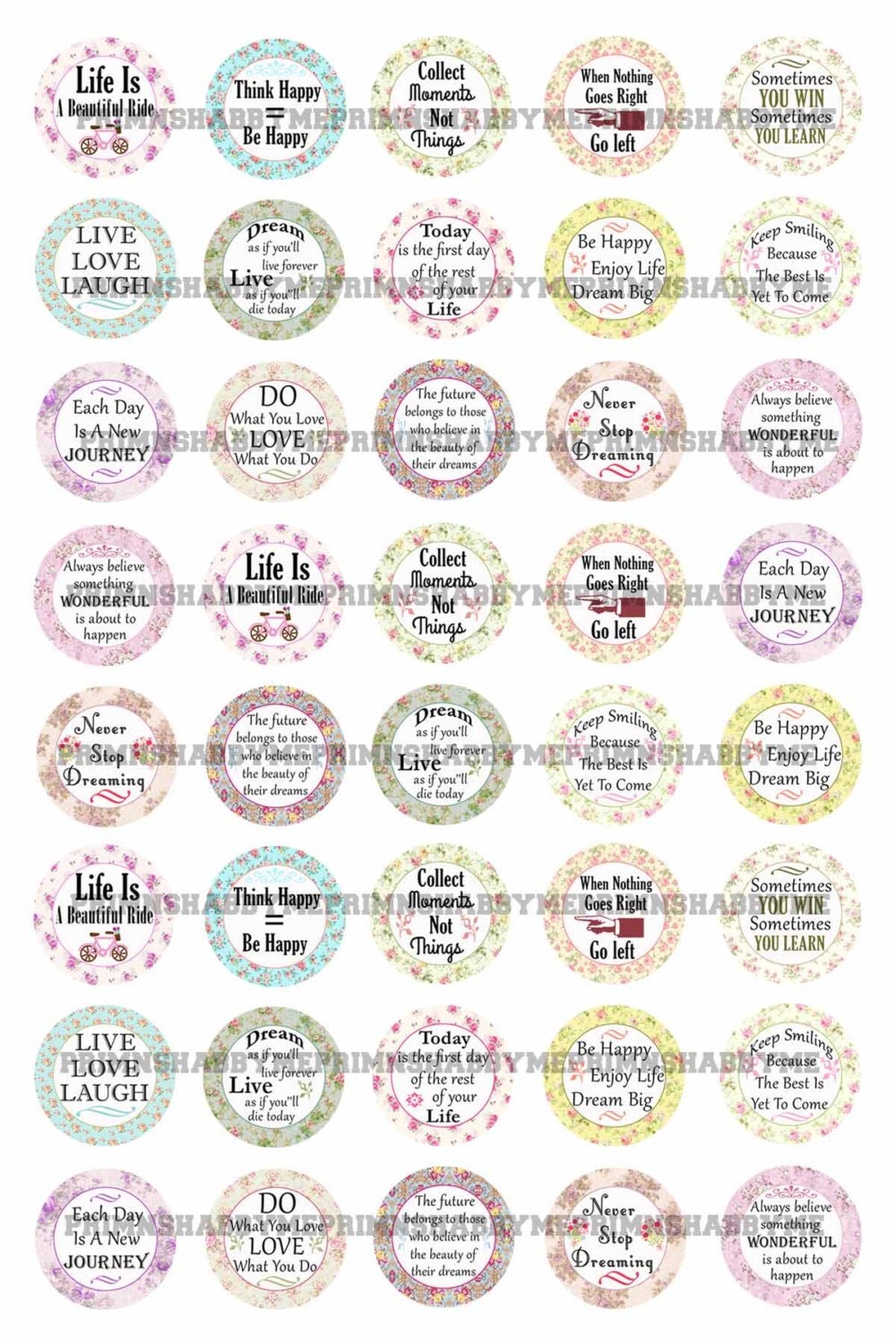Inspirational Sayings Digital Collage Sheets 16mm by primnshabbyme
