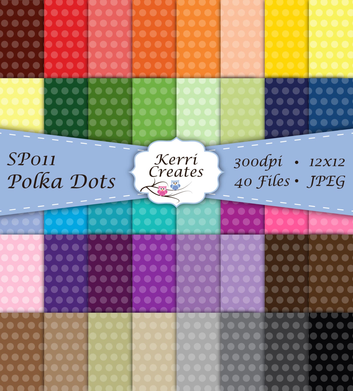 Items similar to Polka Dots, large - Scrapbook Paper, Digital Pack (40 ...