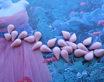 Vintage Pink Opaque Glass Navettes 10x6mm 18pcs