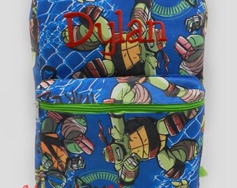 Personalized Teenage Mutant Ninja Turtles Print Canvas School Backpack FREE Monogram