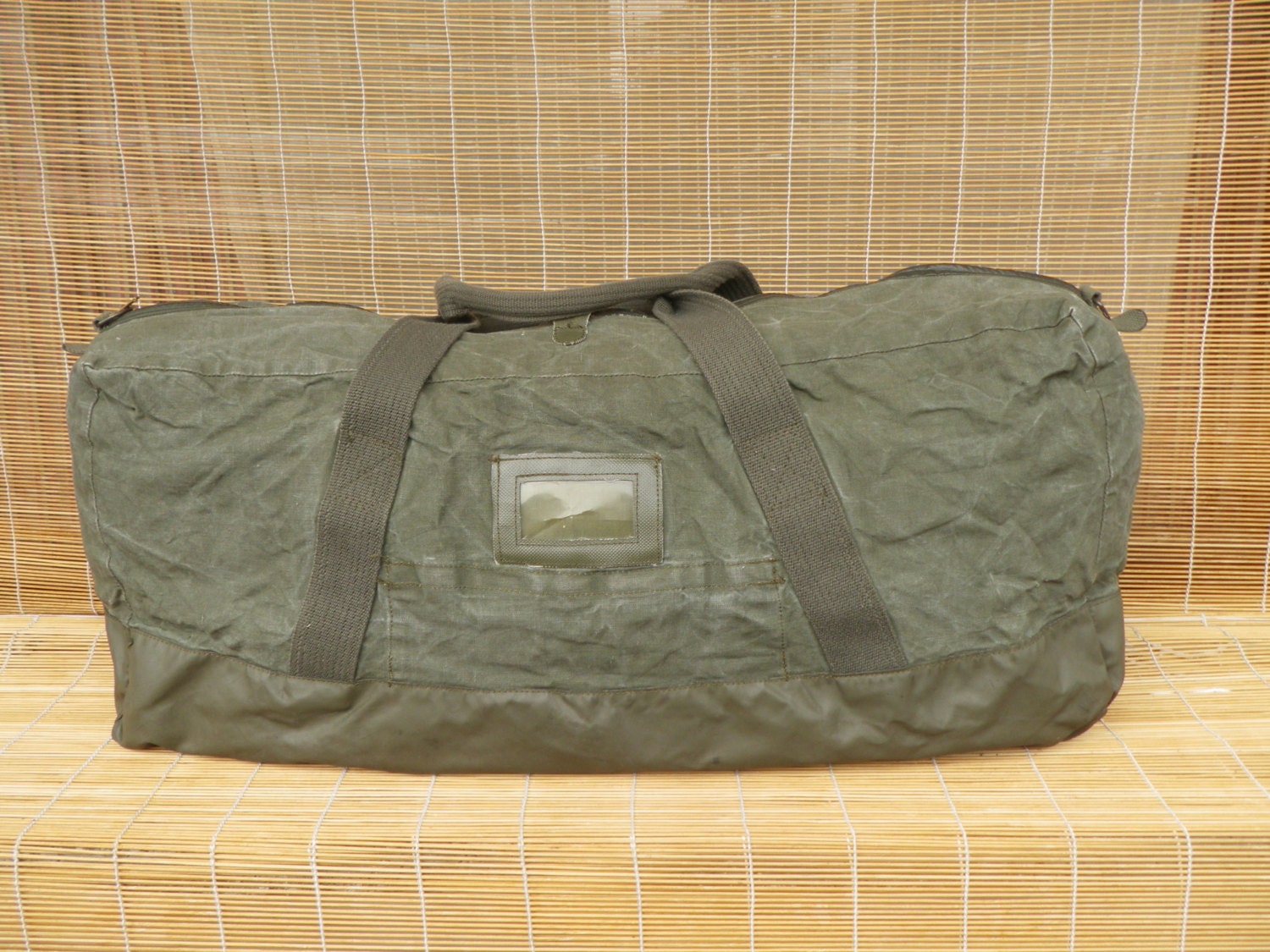 Vintage Army Green Canvas Large Size Duffel Bag by AllTheVintage