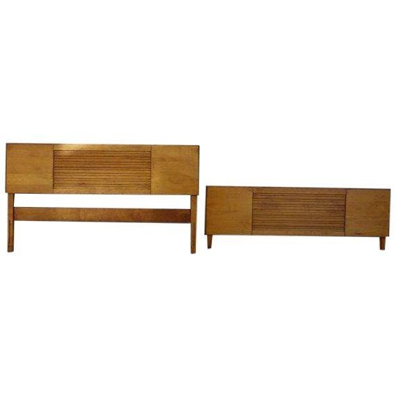 OAK mid century Modern FULL BED headboard footboard by CIRCA60