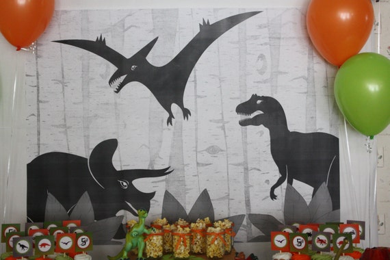 Dino Birthday Party Backdrop Printable