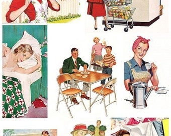 HOUSEWIFE VINTAGE RETRO women 1950s woman Digital GraphicsDownload Digital Collage Sheet