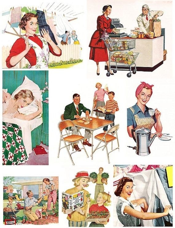 Housewife Vintage Retro Women 1950s Woman Digital 3942