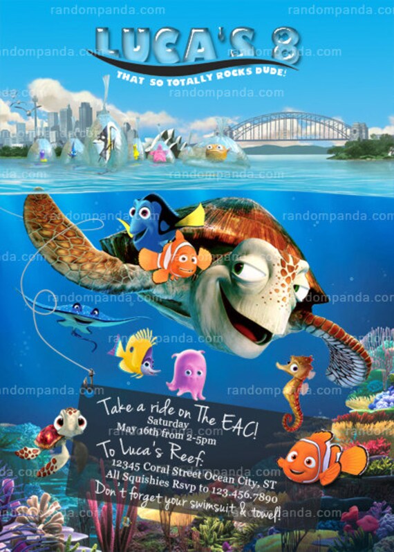 Printable Finding Nemo Invitation Turtle Party Dory Birthday
Nemo Wedding