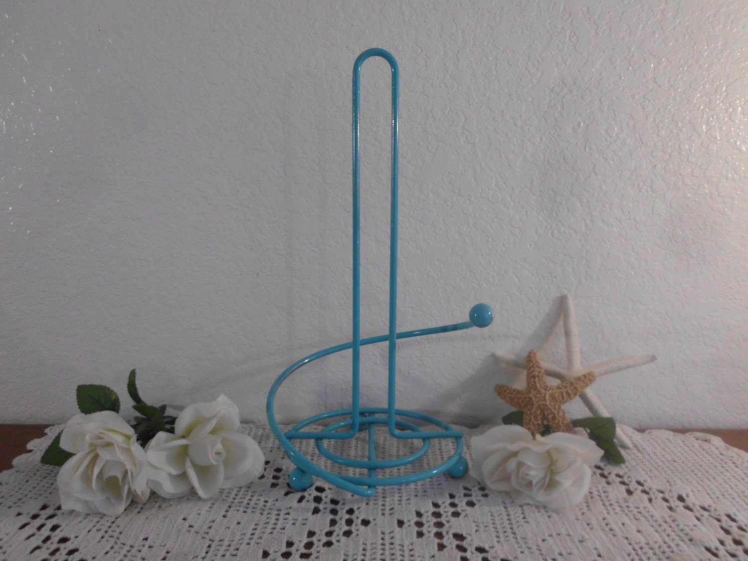 Paper Towel Holder Aqua Turquoise Teal Blue by ElegantSeashore