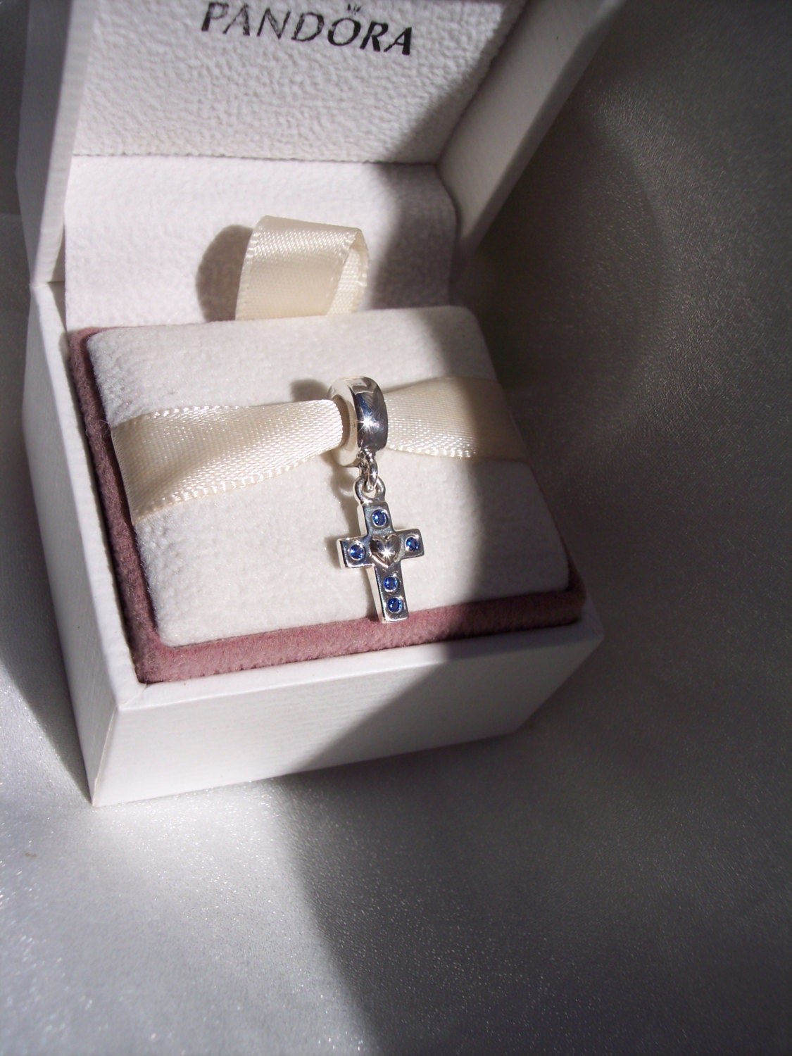 JEWELSELAGANT charm Blue  CZ pandora by Cross Genuine cross Dangle cz Bracelet Pandora blue