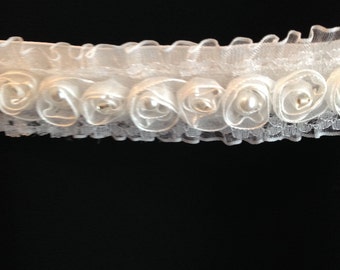 Hand Beaded White Rose Wedding Dress Belt/sash
