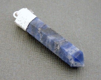 Sodalite Pendant Silver plated Bail-- Pencil Point Pendant (S27B16-06)