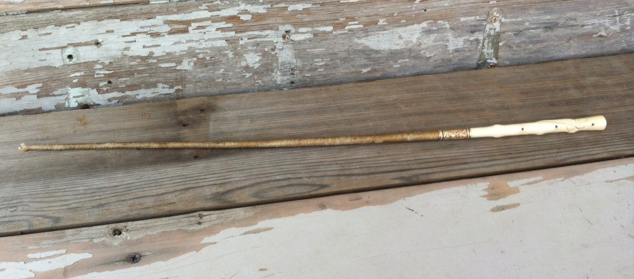 Antique Edwardian Horse Whip With Gold Plate Vintage