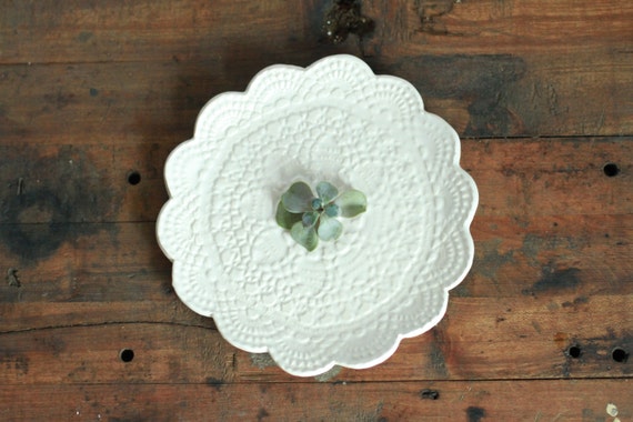 Lace Plate ceramic white dish