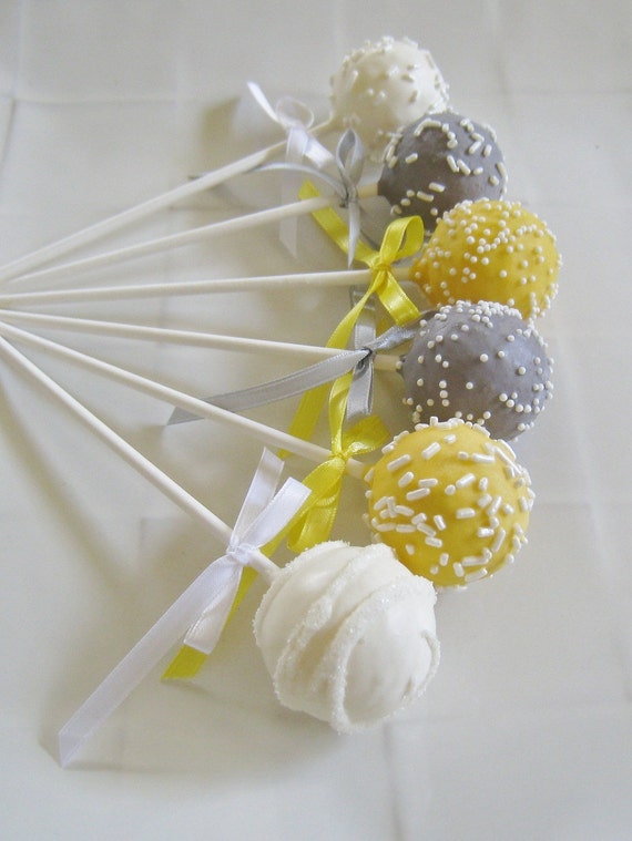 Cake Pops Yellow And Gray Baby Shower Cake Pops Made To Order