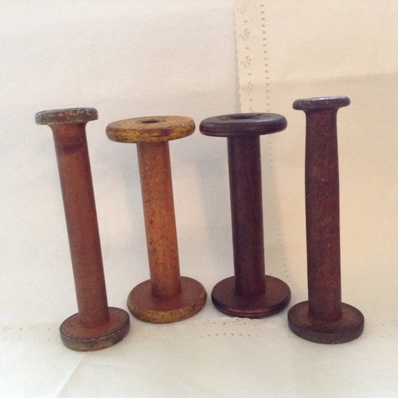 Wood Industrial Spools vintage textile bobbins large