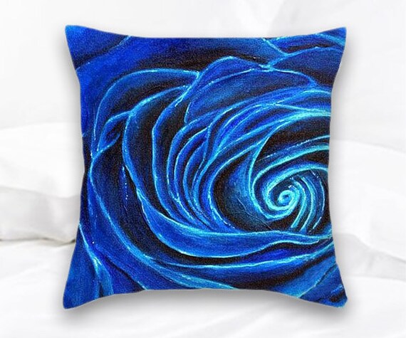 Blue Rose Throw Pillow Home Decor Decorative Pillow