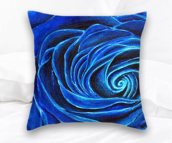 Blue Rose Throw Pillow Home Decor Decorative Pillow