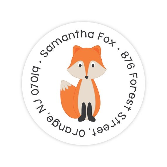Fox Address Labels - Personalized Kids Address Labels - Fox Stickers ...