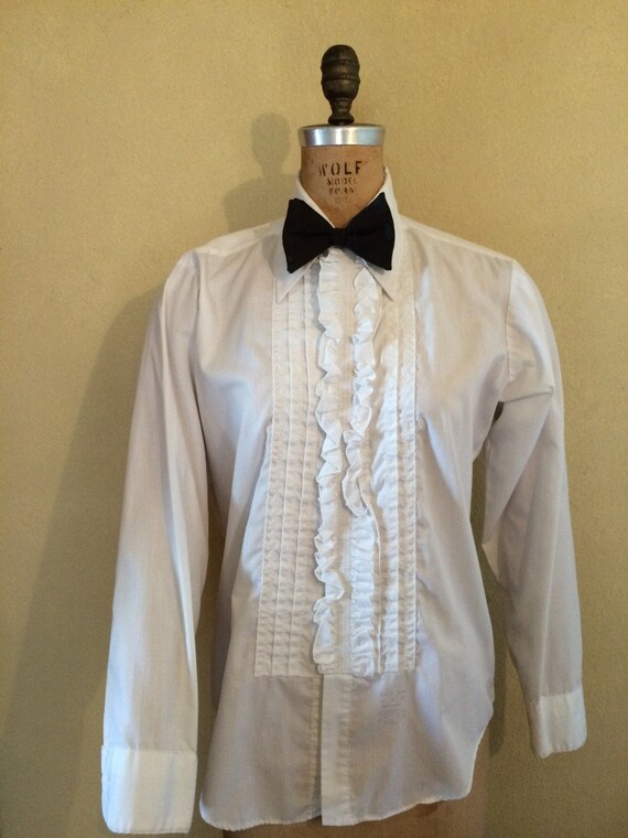 1970s ruffled tuxedo shirt