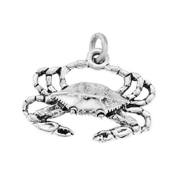 Sterling Silver Blue Crab Charm 3d charm